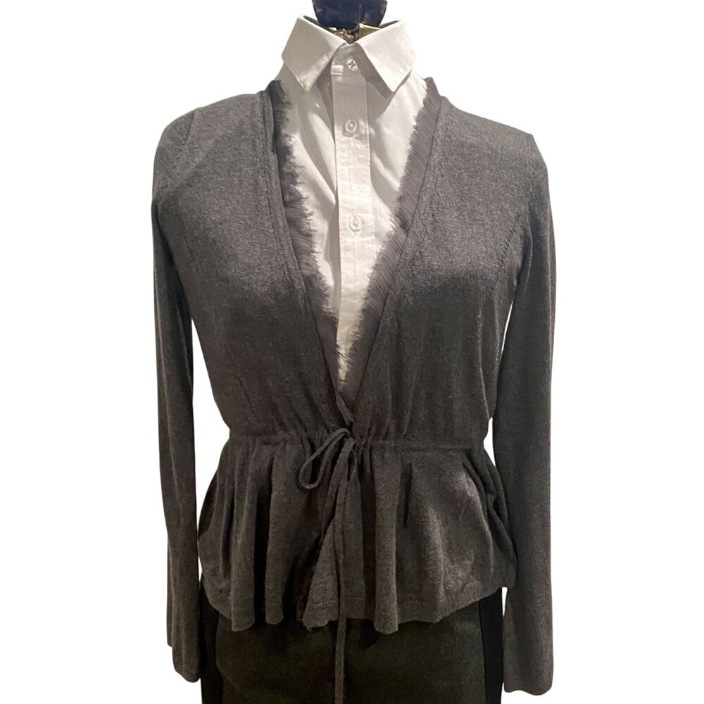 ANTHROPOLOGIE Angel of the North Cashmere Blend Elly Fringe Cardigan Sweater Sm